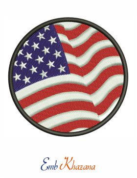 4th July Patriotic Flag Embroidery Design