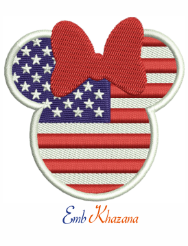 Minnie USA Flag Embroidery Design
