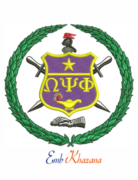 Omega Psi Phi Crest Embroidery Design 