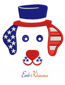 Patriotic Dog Puppy American Embroidery Design