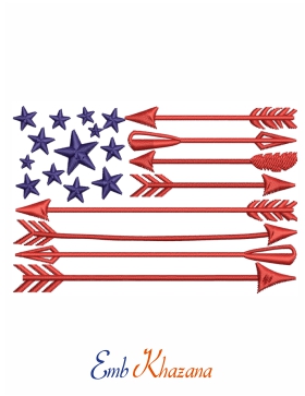 USA Patriotic Tribal Arrows Flag embroidery design